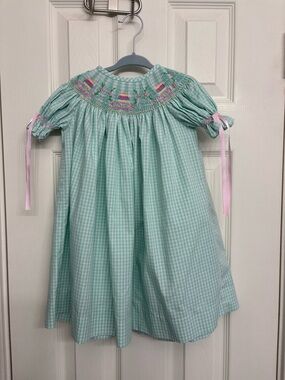 Stitchy Fish Easter Egg Smocked Bishop Dress